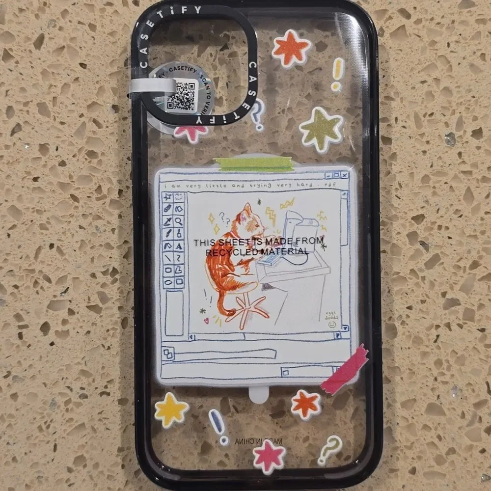 New Casetify Iphone 14 Standard Size Case Cat Computer Stars Little Trying - Picture 6 of 6